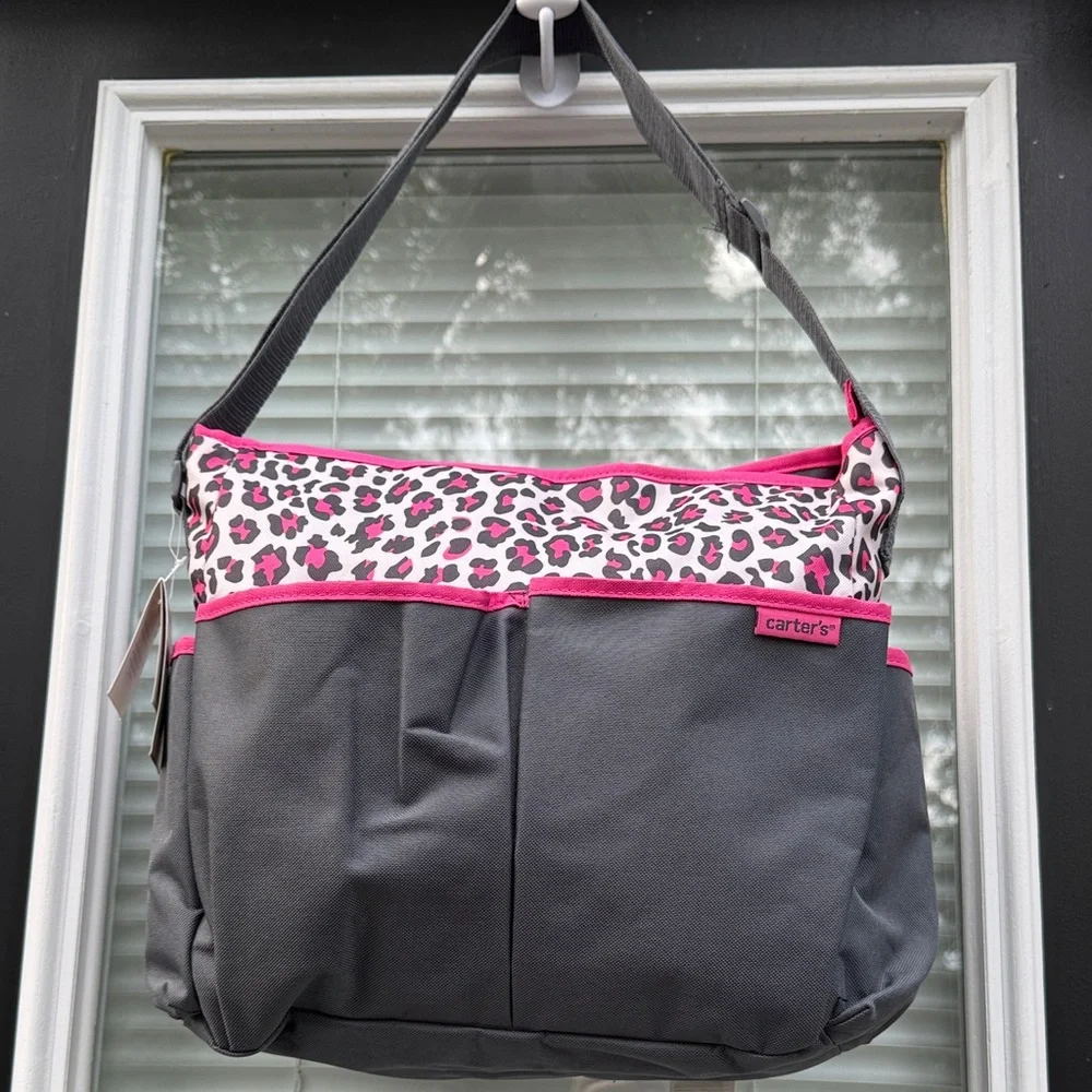 Carter's Leopard Print Baby Diaper & Travel Bag (Pink & Gray)(New With Tags)